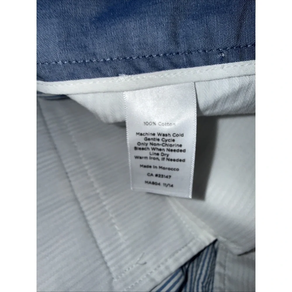 Talbots Women 18 Blue White Stripe 100% Seersucker Bermuda Shorts 10